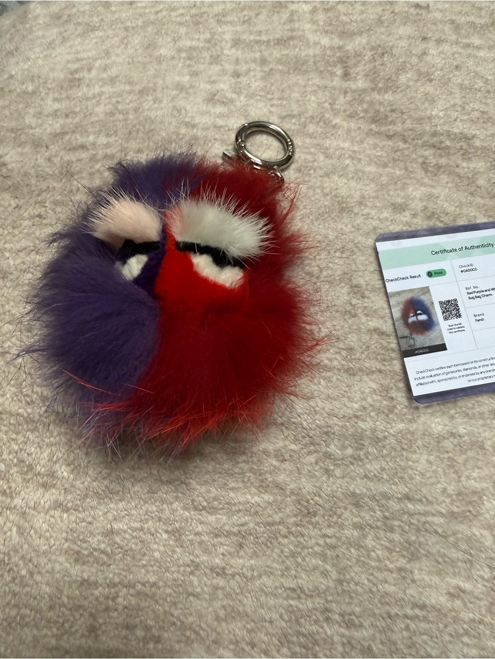 Fendi Purple & Red Bag Bug Monster Key Charm